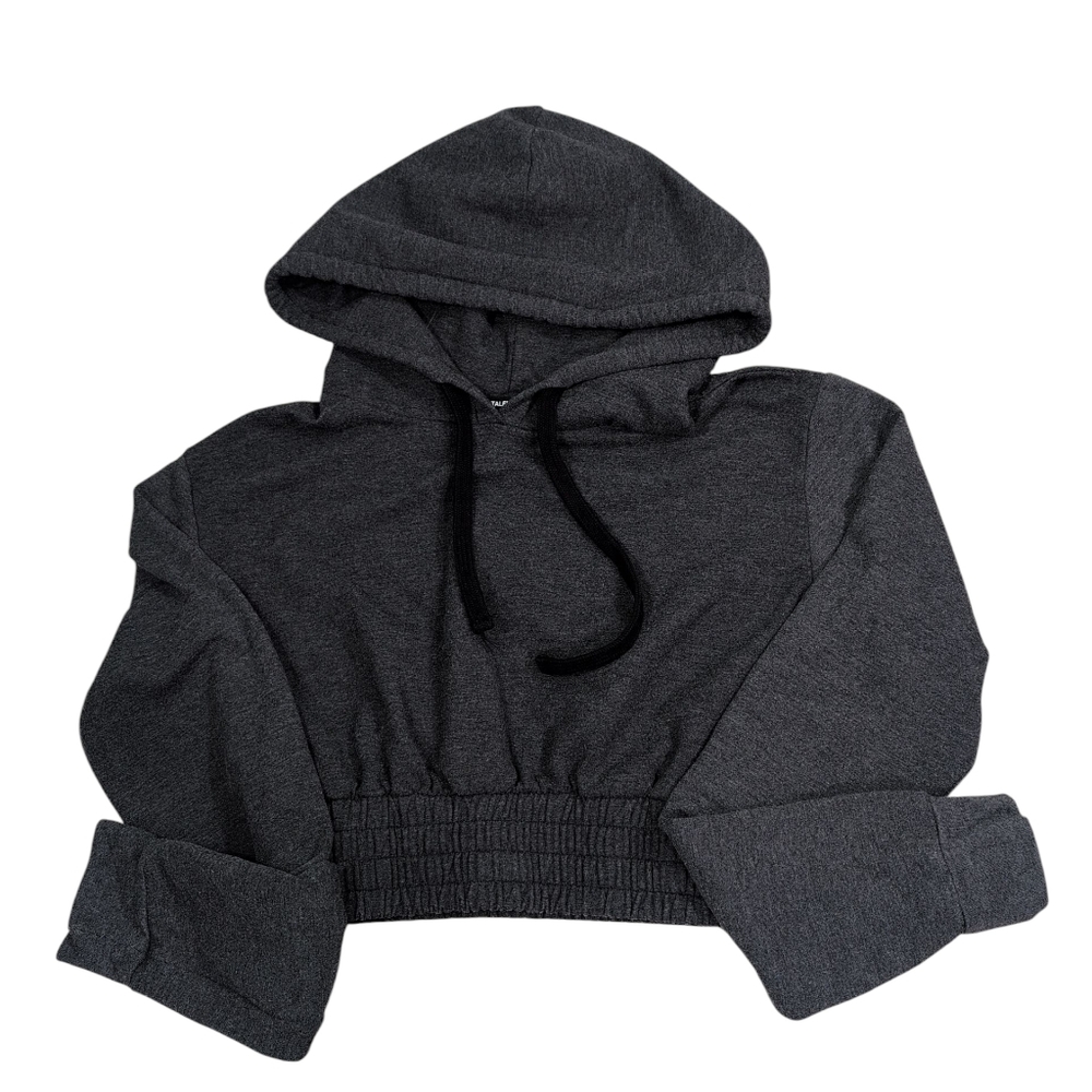 TALENTLESS Charcoal Gray Cropped Hoodie
